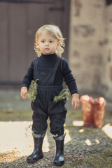 Baby Boys Denim Stitch Romper with Back Pockets