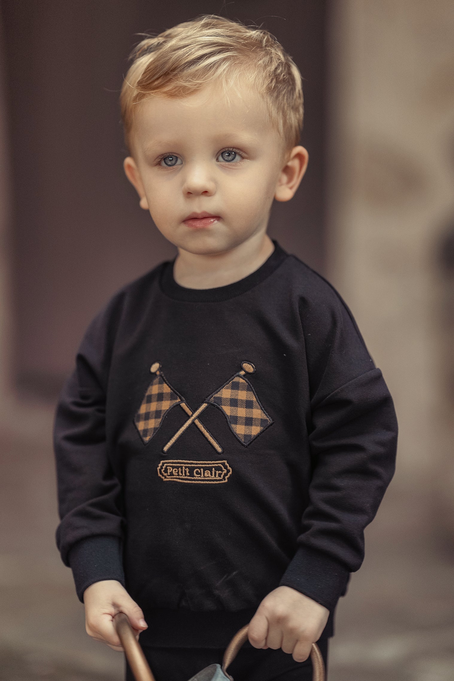 Baby Boys Caramel Checkered Sweatshirt
