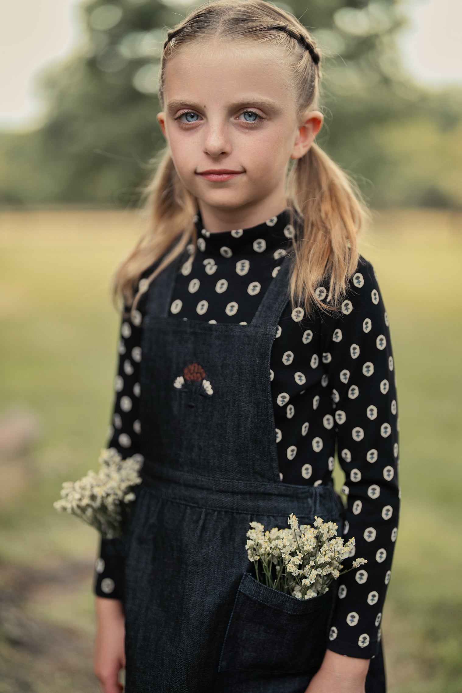 Girls Denim Stitch MockNeck