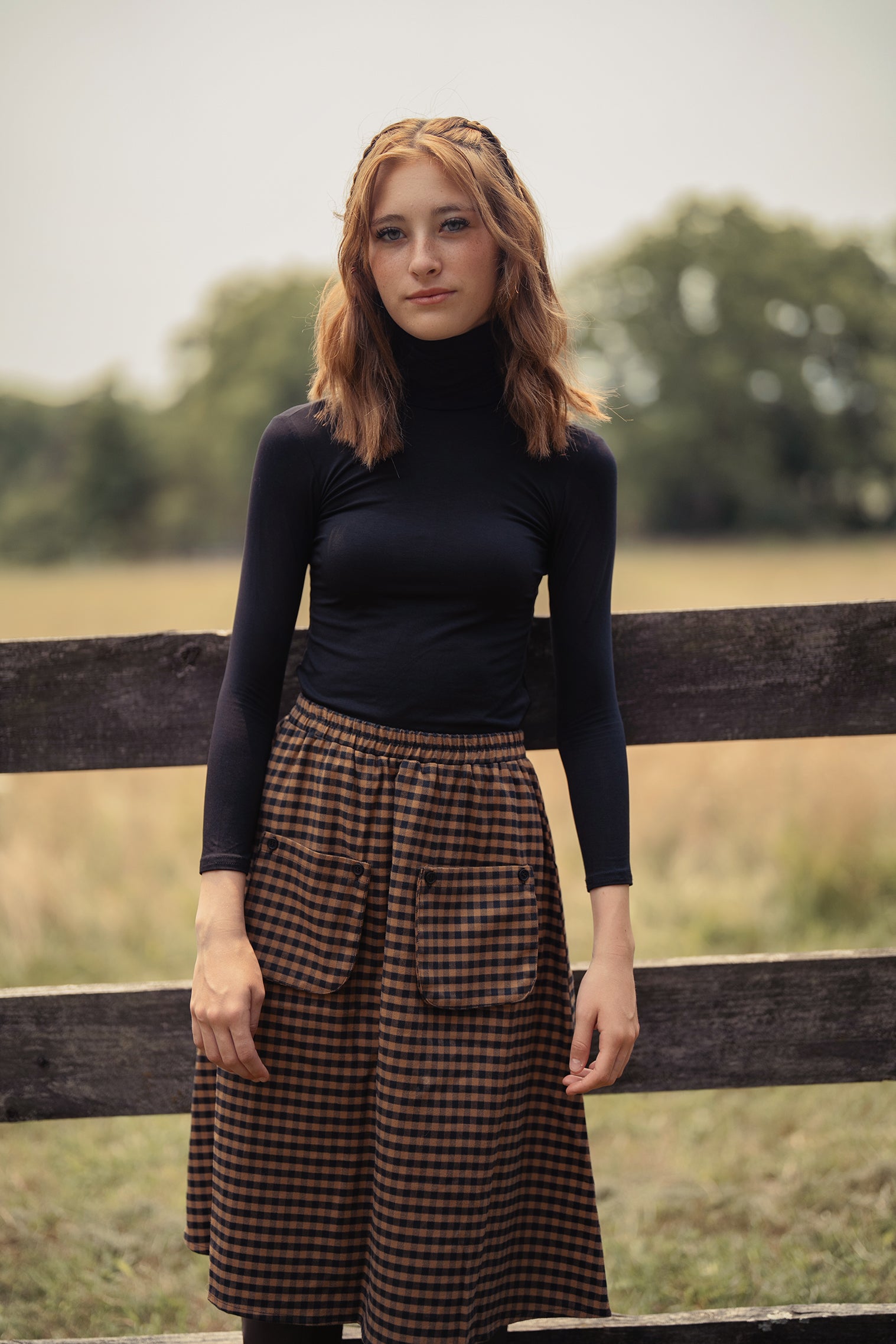 Teens Caramel Checkered Maxi Skirt