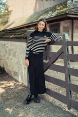 Teens Black Box Pleated Maxi Skirt with Brown Buckle