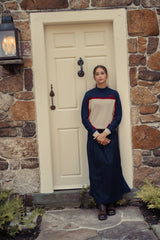 Teens Cream Navy Knit Sweater with Red Trim