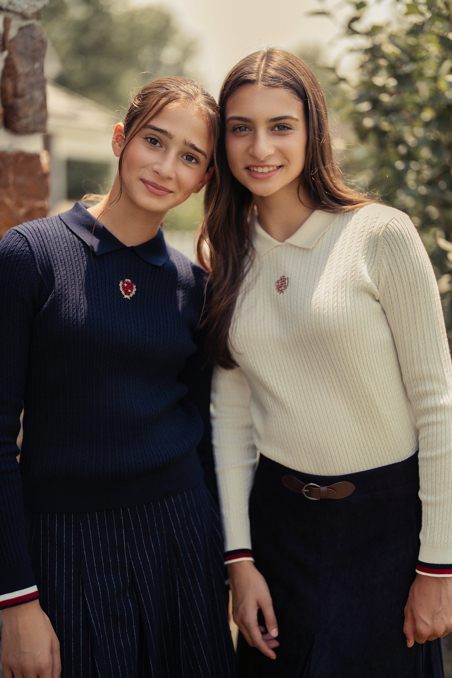 Teens Navy Cable Ribbed Cable Knit Sweater with Red & White Trim