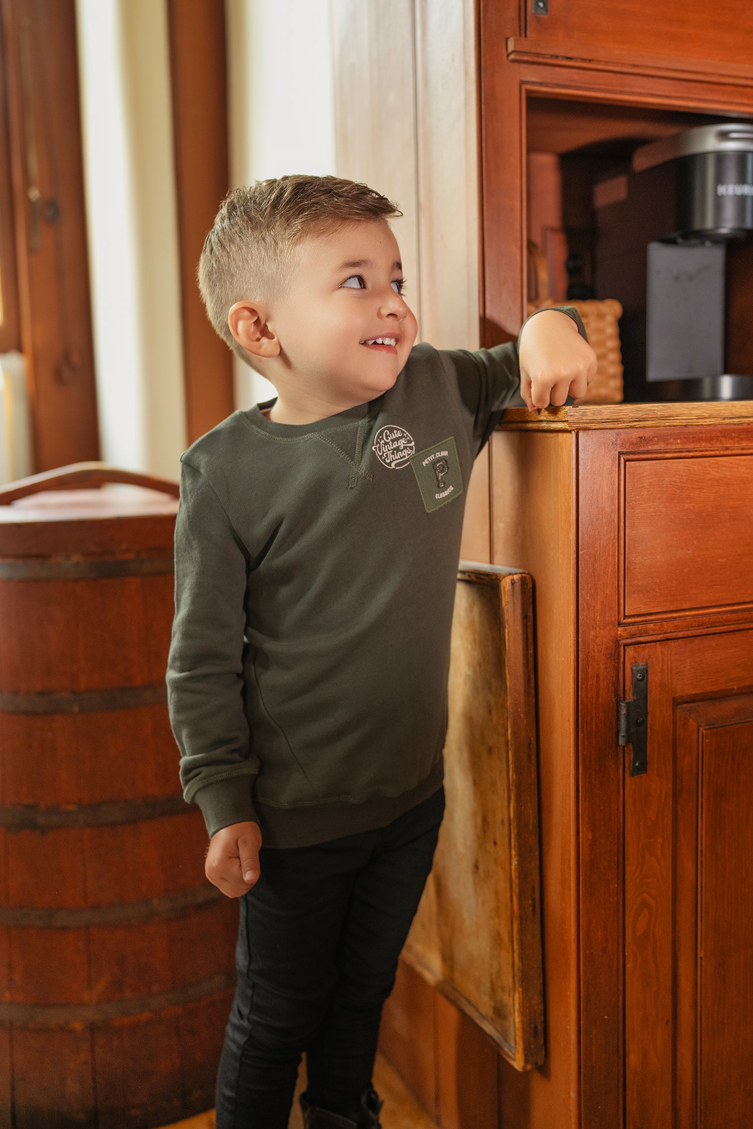 Boys Vintage Olive Sweatshirt