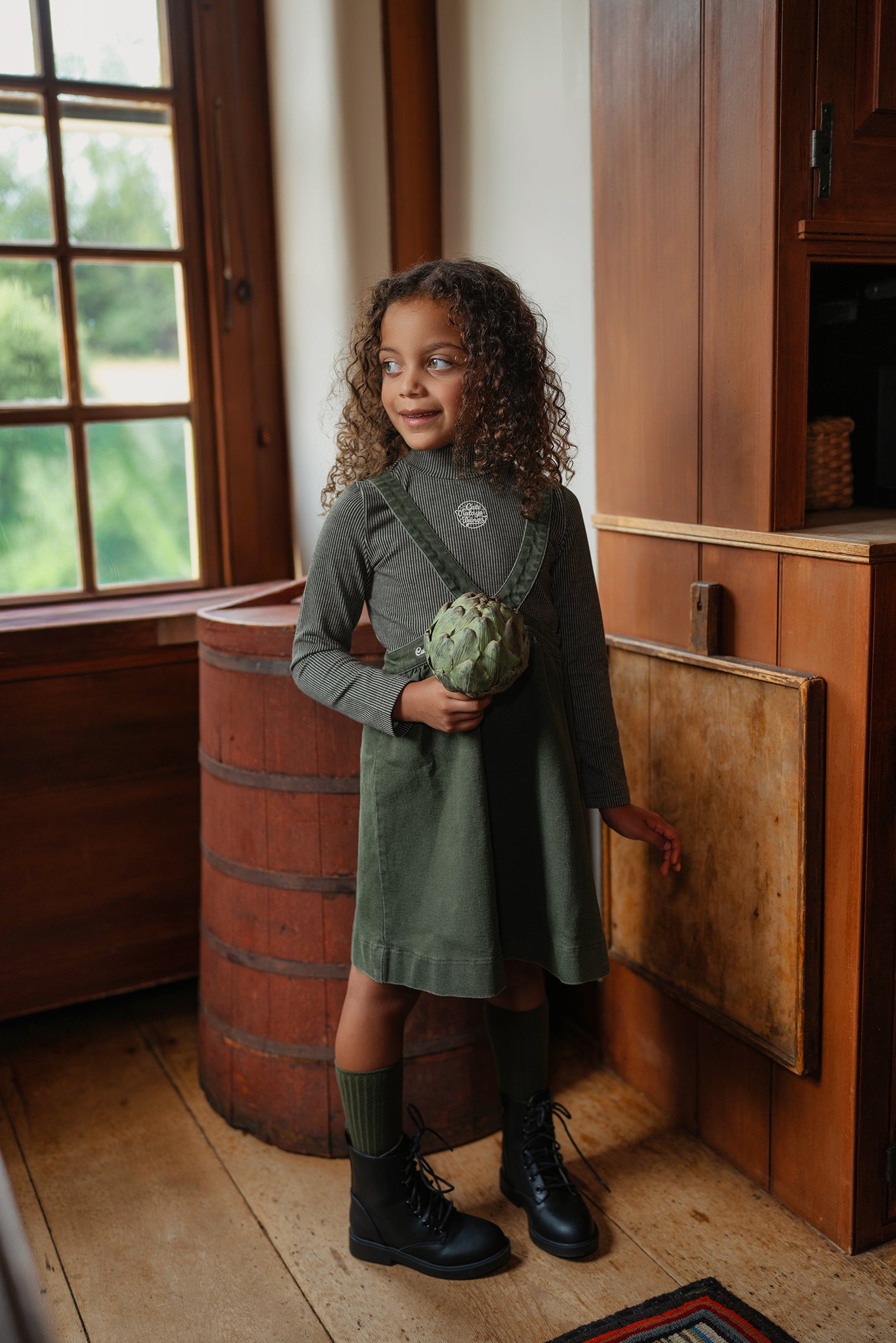 Girls Vintage Olive Jumper