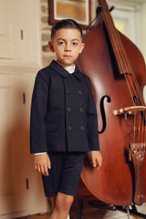 Boys Pique Navy Collared Blazer