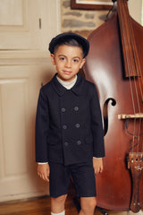 Boys Pique Navy Collared Blazer
