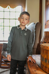 Boys Green Polo with White Trim