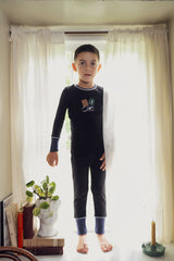 Boys Black Blue Stamped Pajamas