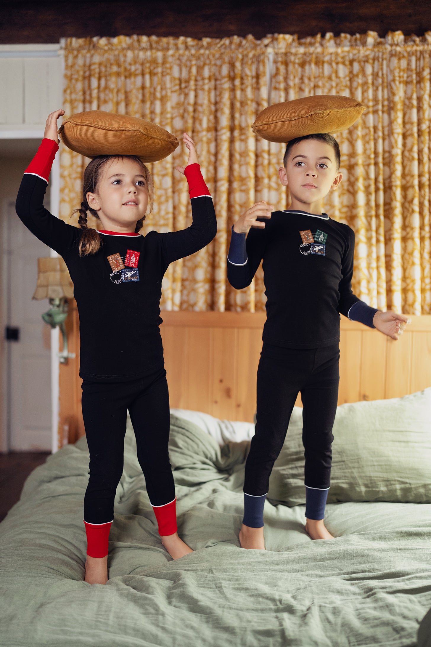 Boys Black Blue Stamped Pajamas