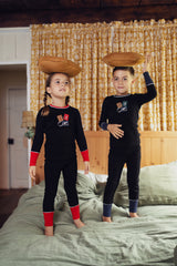 Girls Black Red Stamp Pajamas