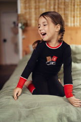 Girls Black Red Stamp Pajamas