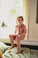 Girls Pink Stripe Grandpa Pajama