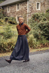 Teens Blue Denim Box Pleated Maxi Skirt