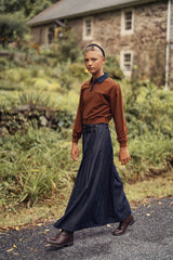 Teens Cognac Sweatshirt with Denim Collar