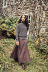 Teens Brown Chocolate Paneled Maxi Skirt
