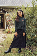 Teens Green Collar Sweatshirt with Ribbed Trimming