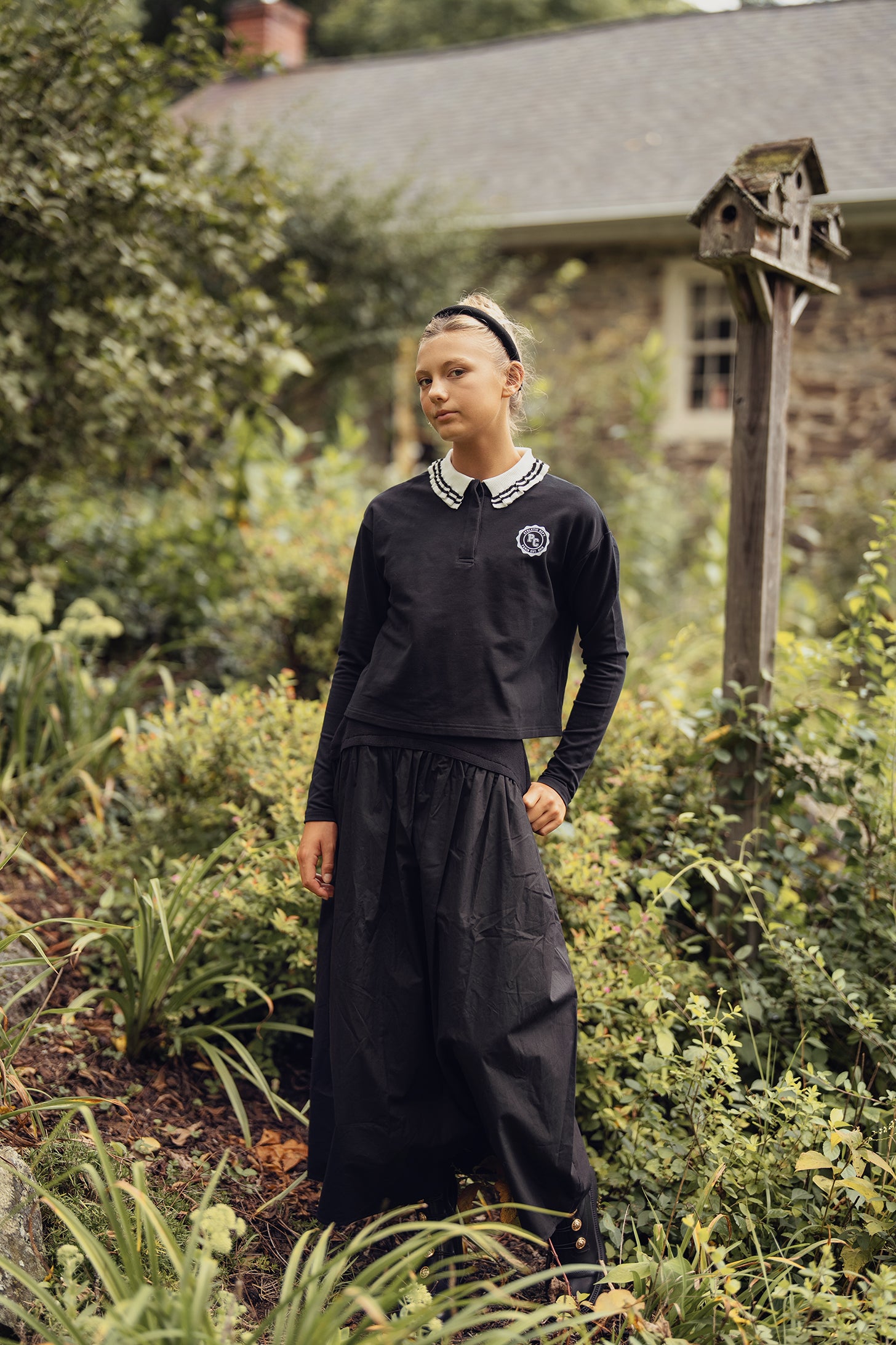 Teens Black Knitted Yoke Maxi Skirt