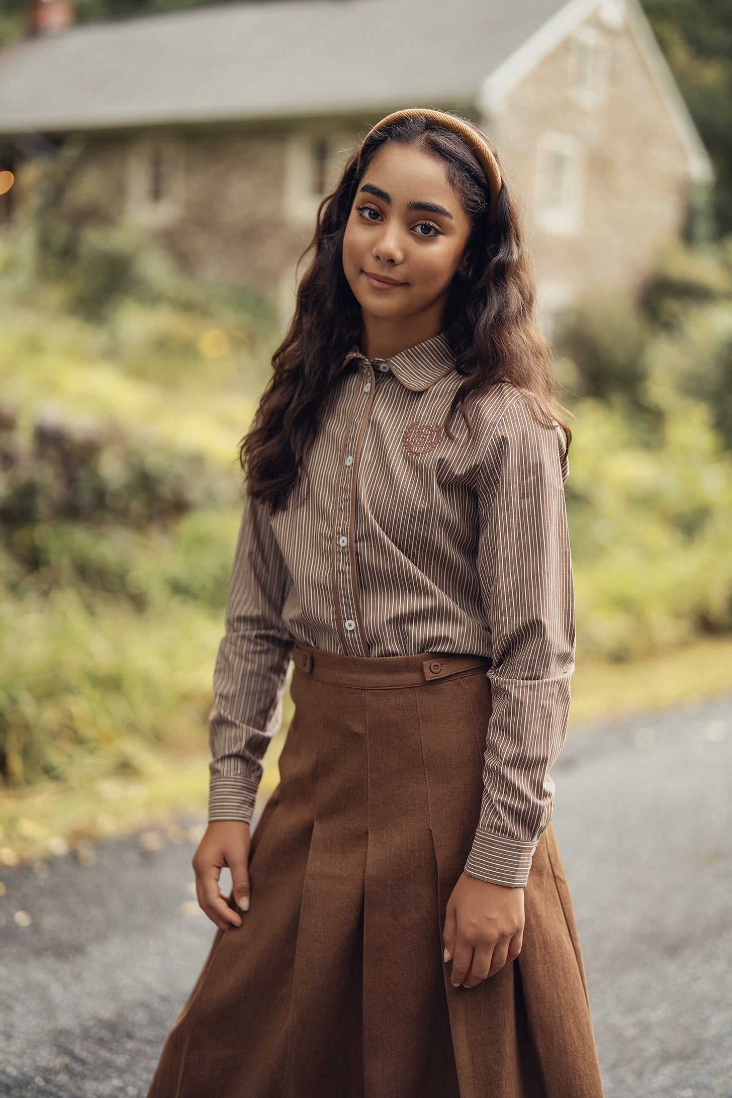 Teens Tan Stripe Collared Shirt
