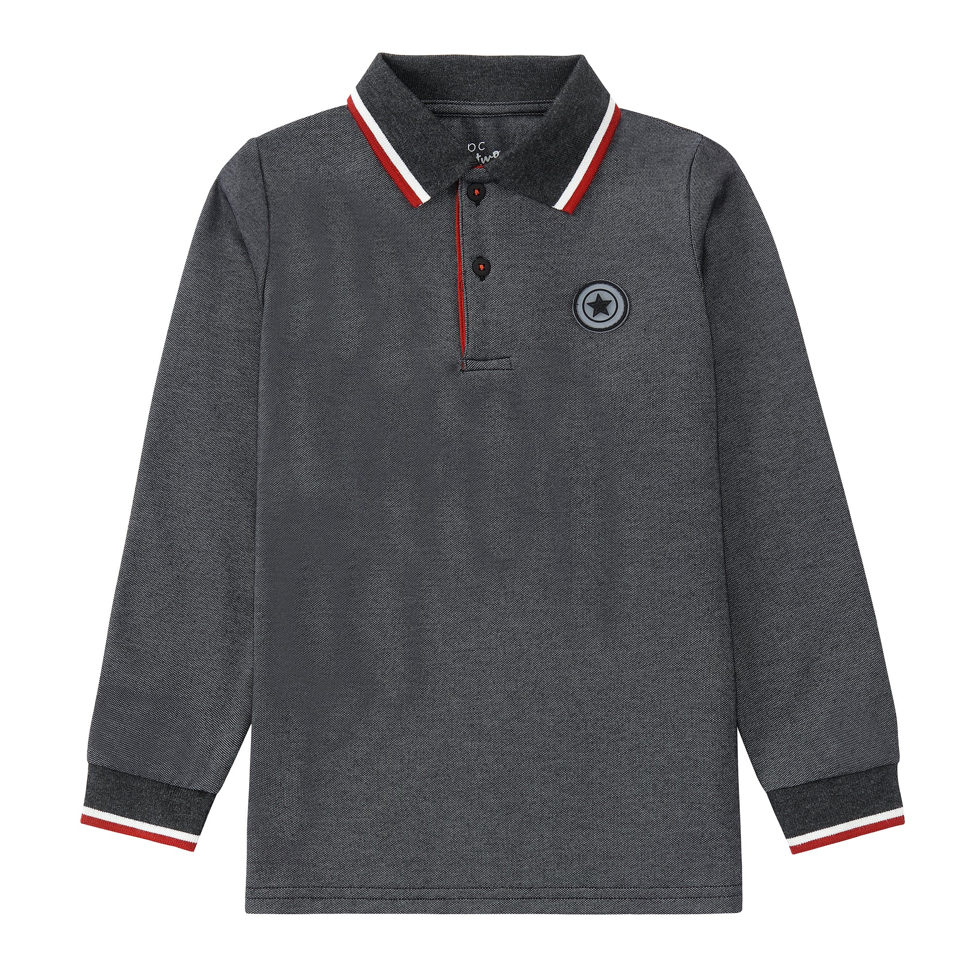 Heather Grey/ Rust Trim Polo