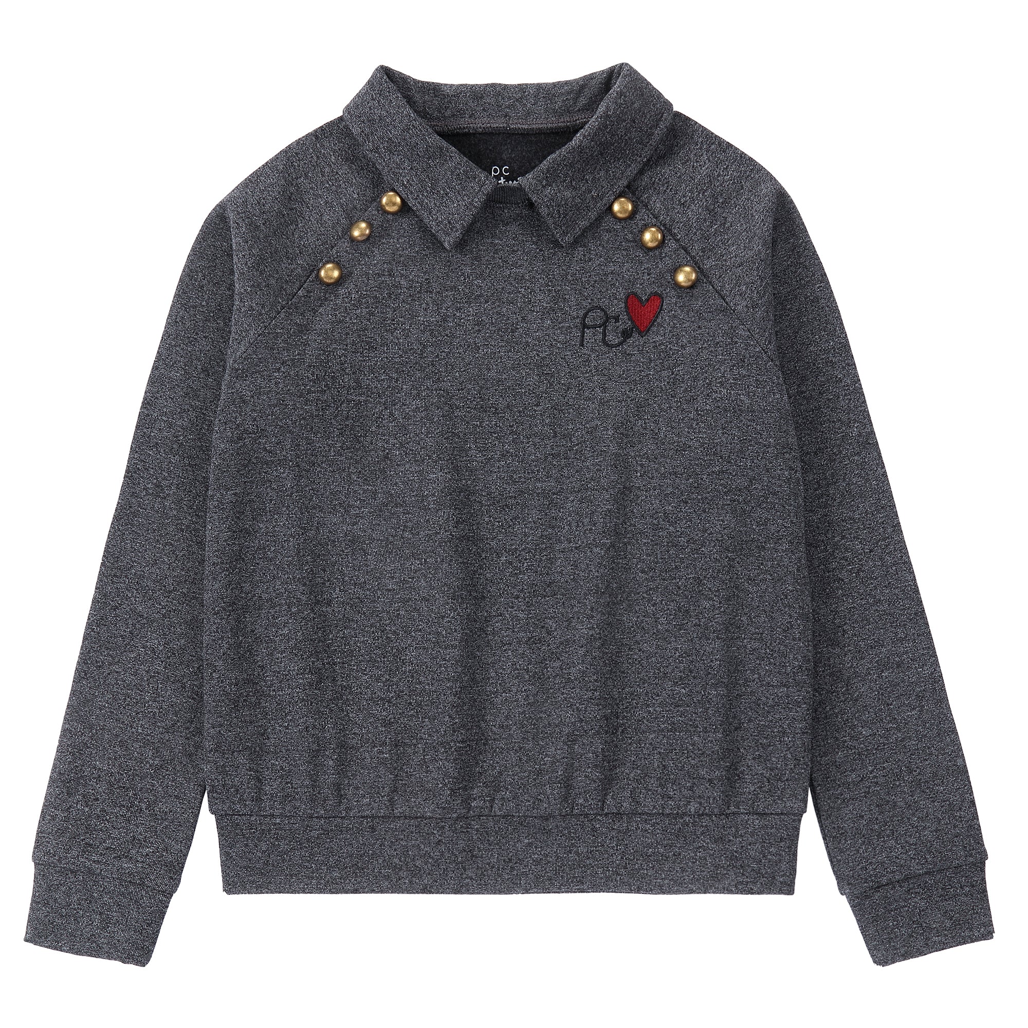 Graphic Grey Collar Top