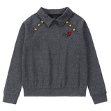 Graphic Grey Collar Top