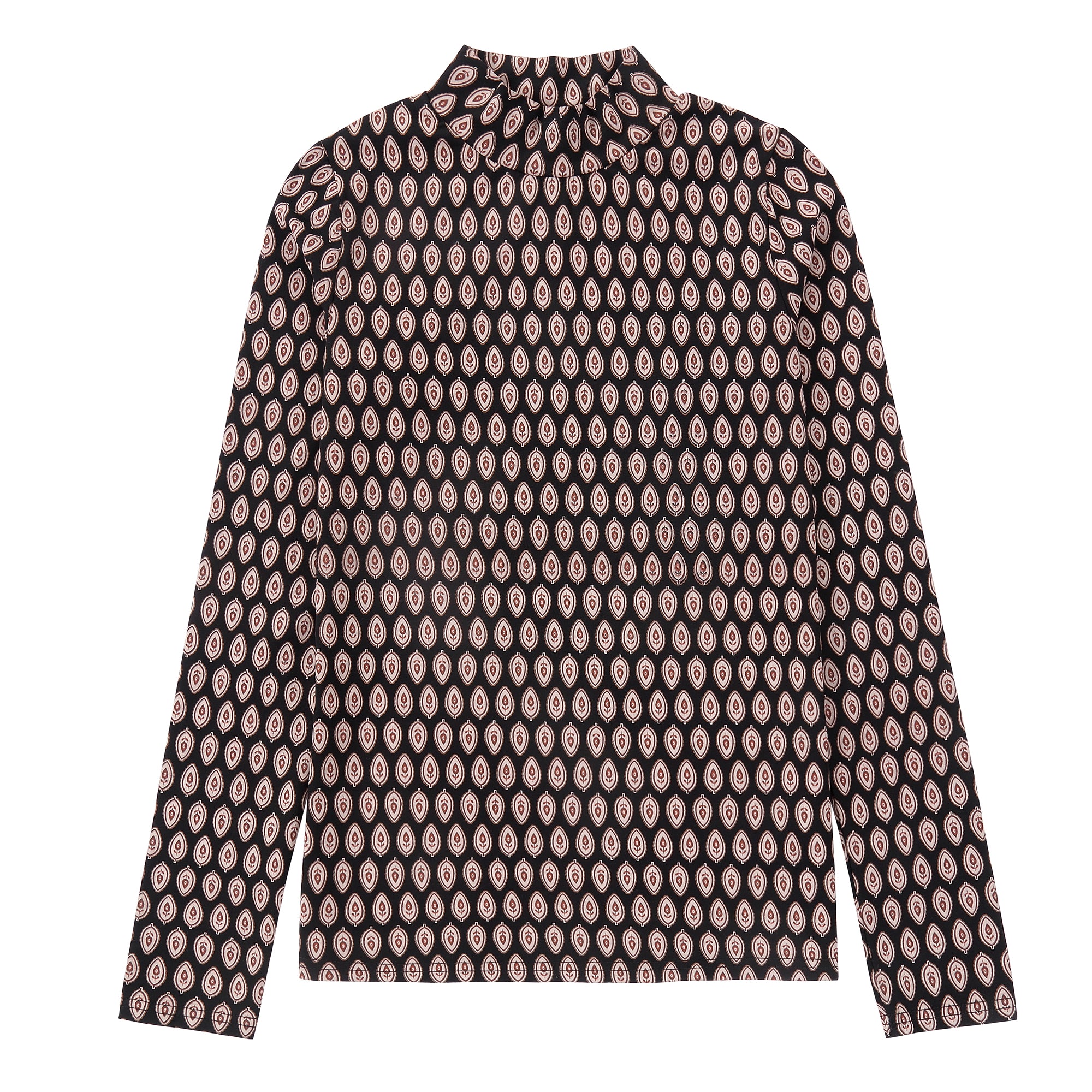 Black Printed Mockneck