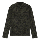Olive Abstract Floral Mock Neck