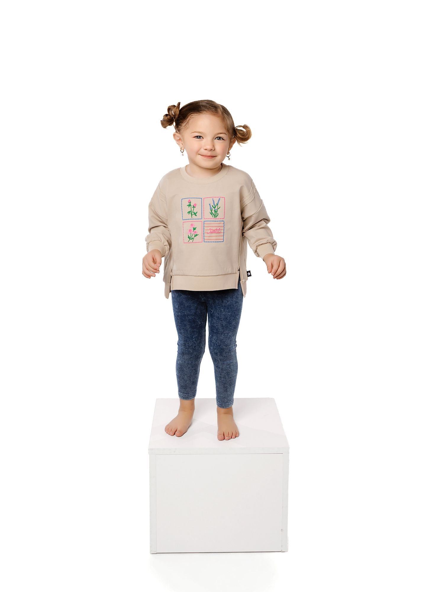 Girls Tan Flower Sweatshirt