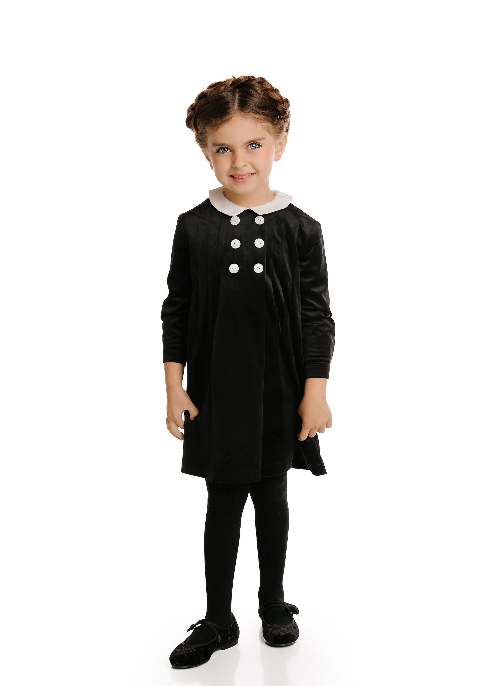 Black Velvet Dress With Ivory Accents
