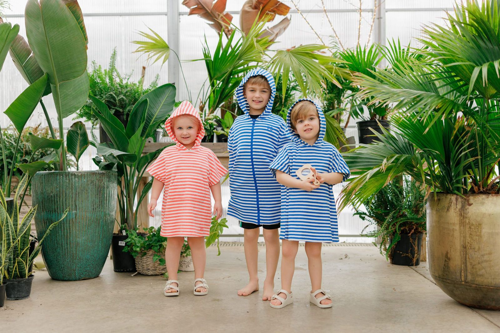 Boys Blue & White Hooded Swim Cover-up