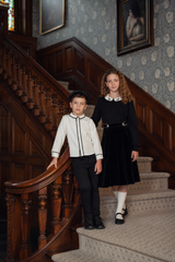 Boys Velvet Charm Collared Shirt