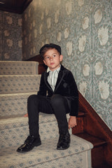 Boys Black Velvet Blazer
