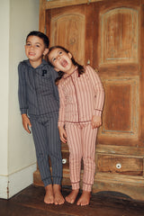 Girls Pink Stripe Grandpa Pajama