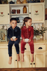 Girls Red Grandpa Velour Pajama
