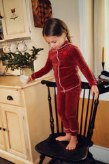 Girls Red Grandpa Velour Pajama