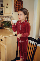 Girls Red Grandpa Velour Pajama