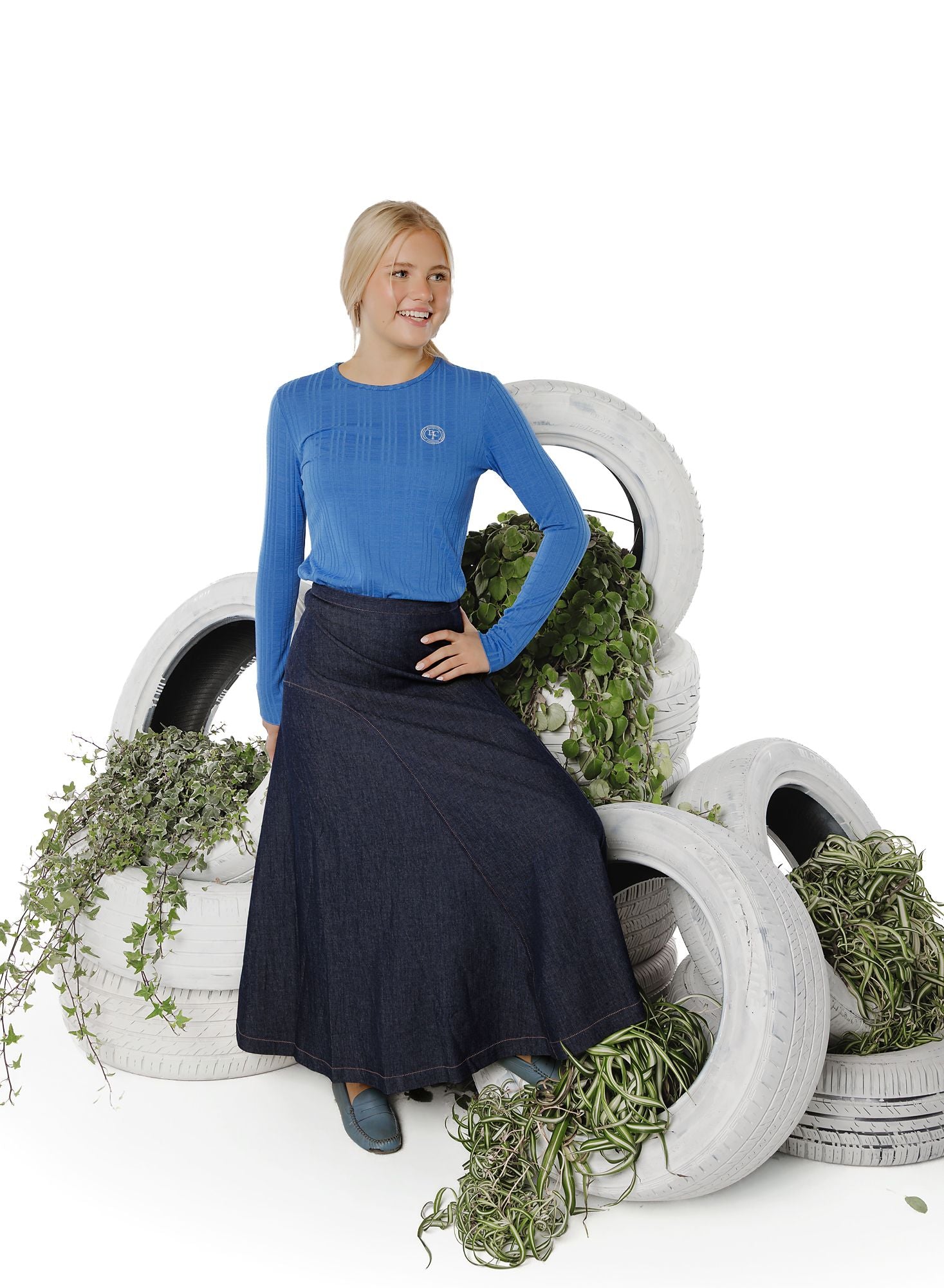 Teens Dark Denim A-line Maxi Skirt