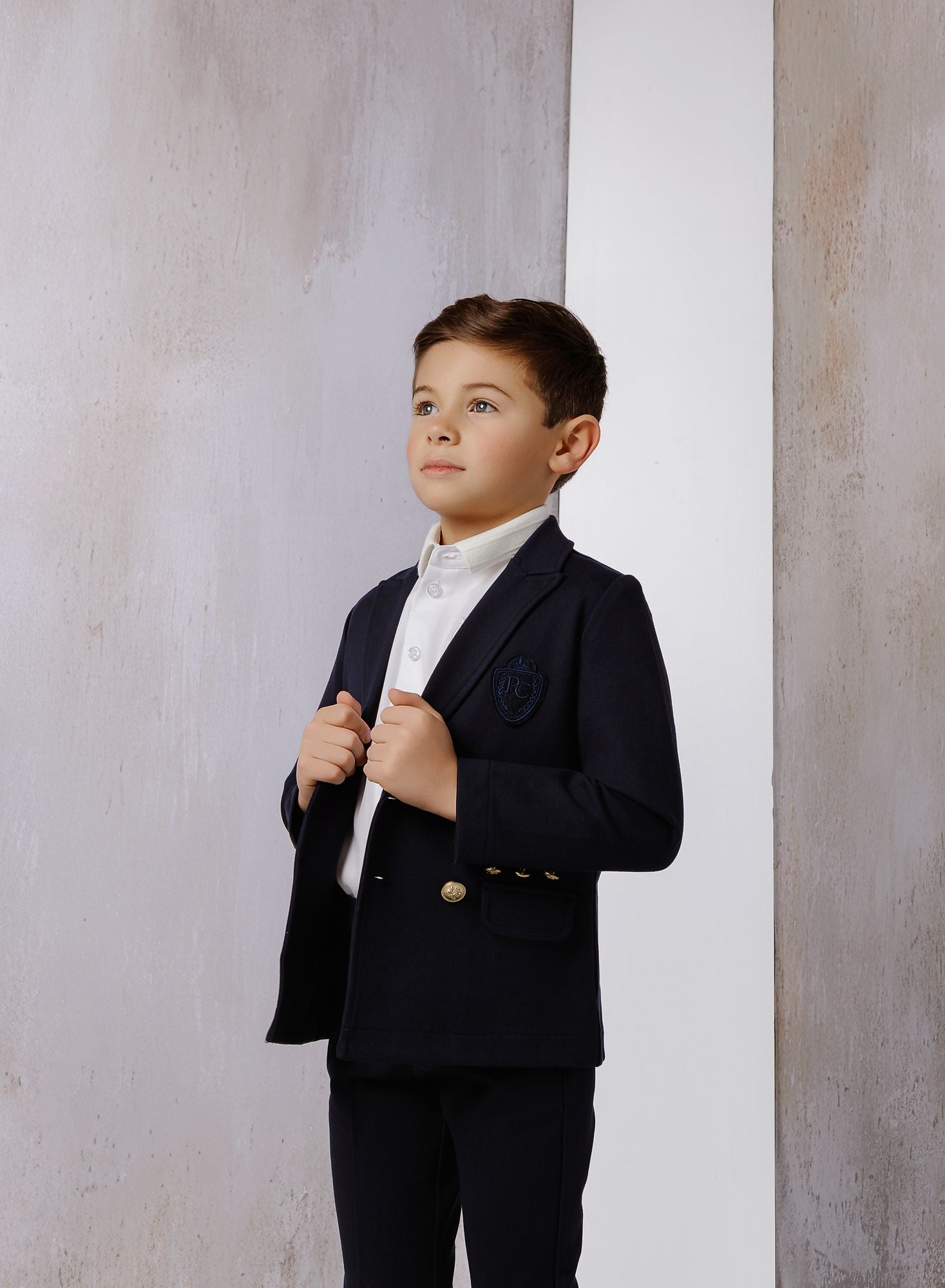 Boys Navy Gold Button Blazer