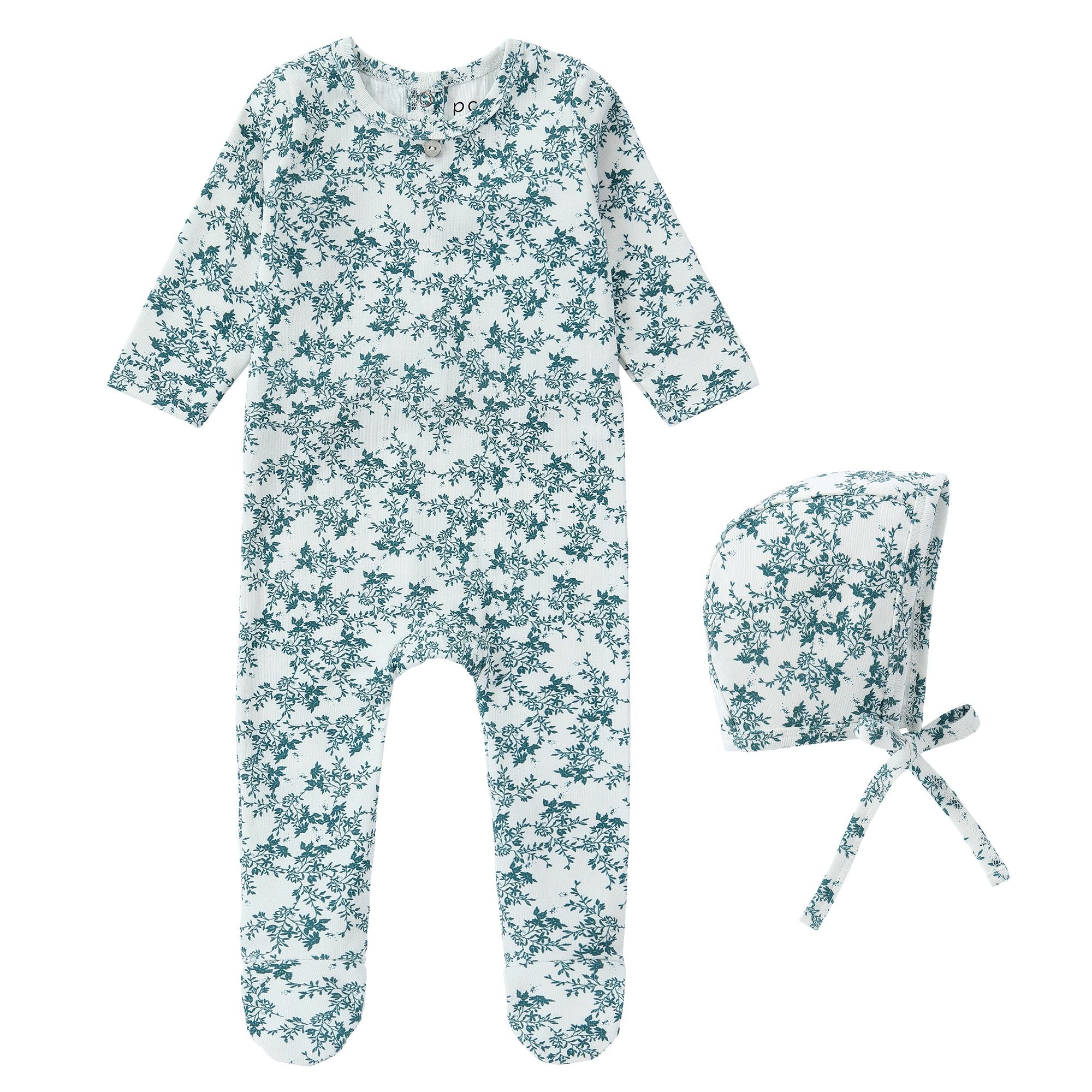 Green Floral Footie