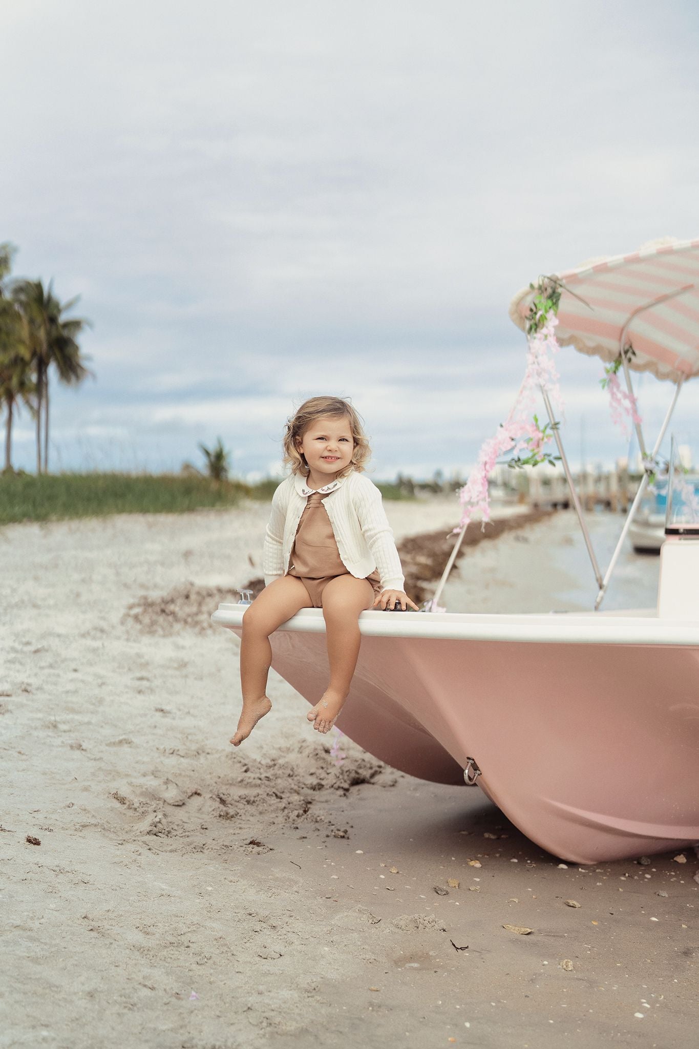 Girls Full Bloom Ivory Cardigan