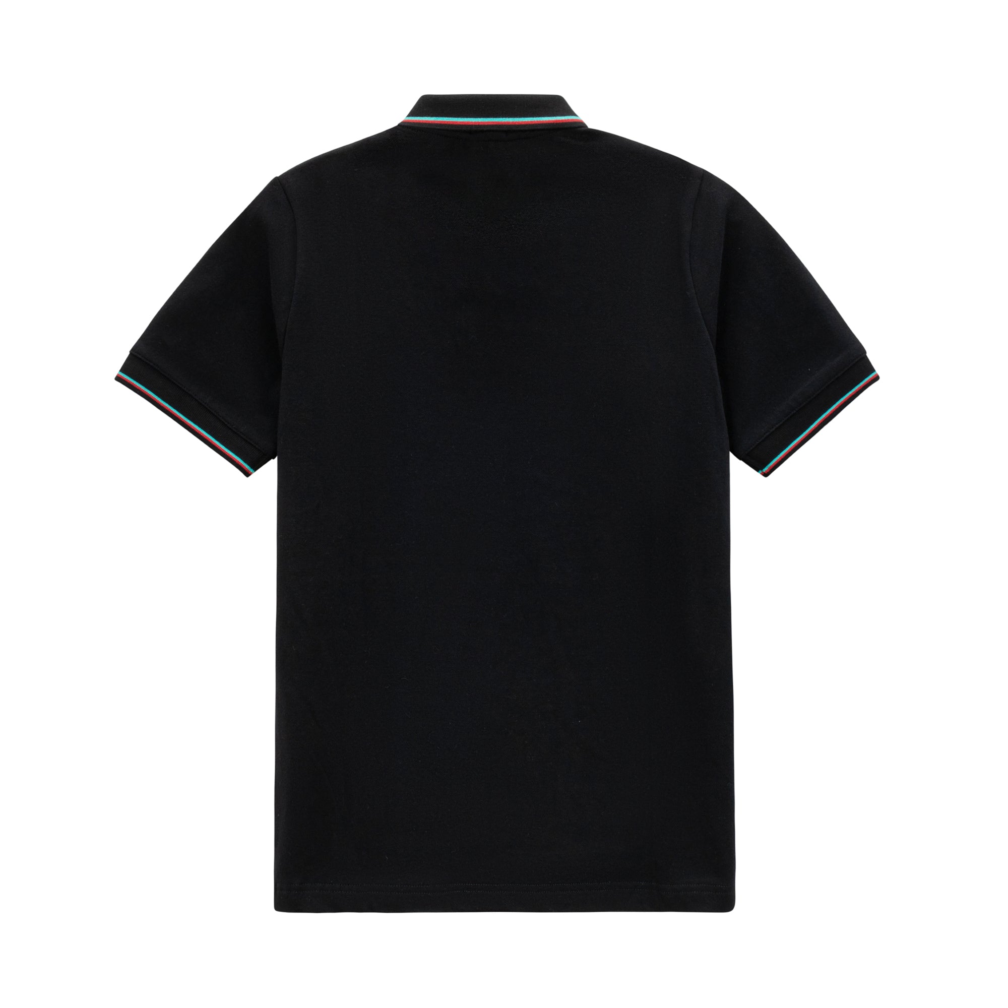 Boys Black Polo with White, Green & Red Trim