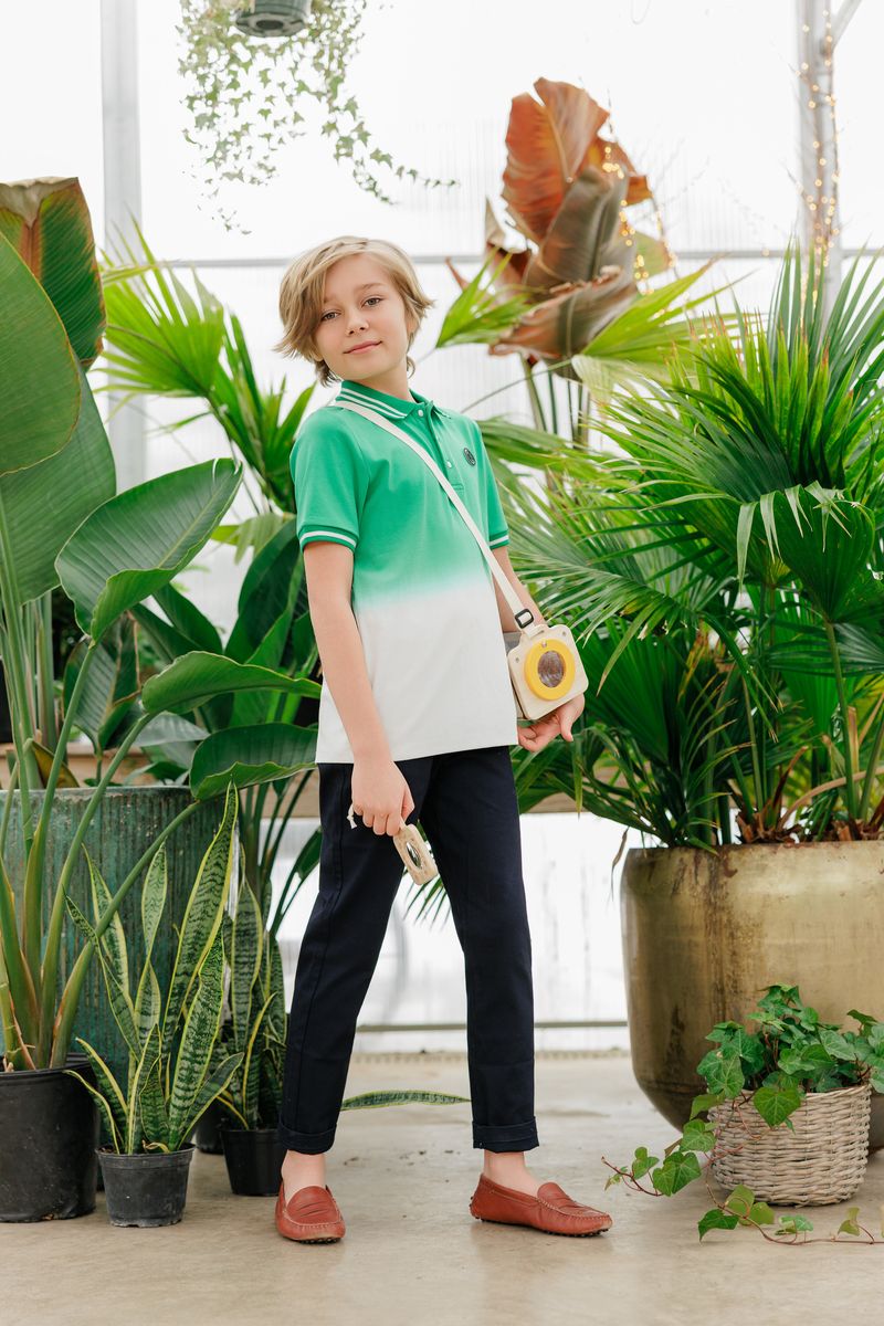 Boys Green Dip Polo