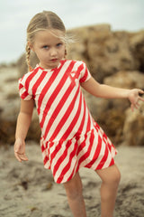 Girls Pastel Play Pink & Red Dress