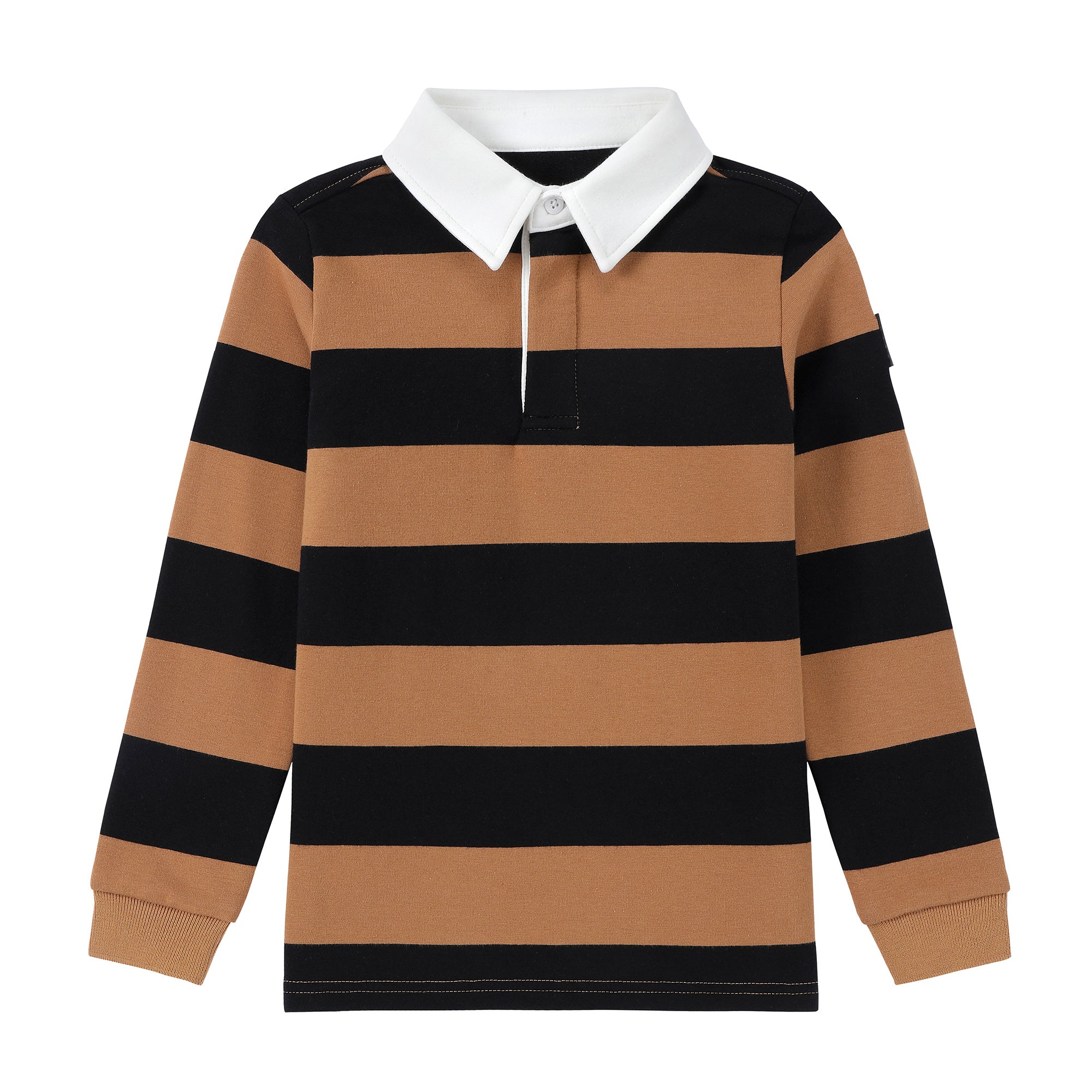 Boys Cognac & Black Stripe Polo