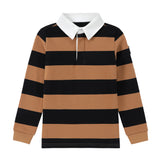 Boys Cognac & Black Stripe Polo