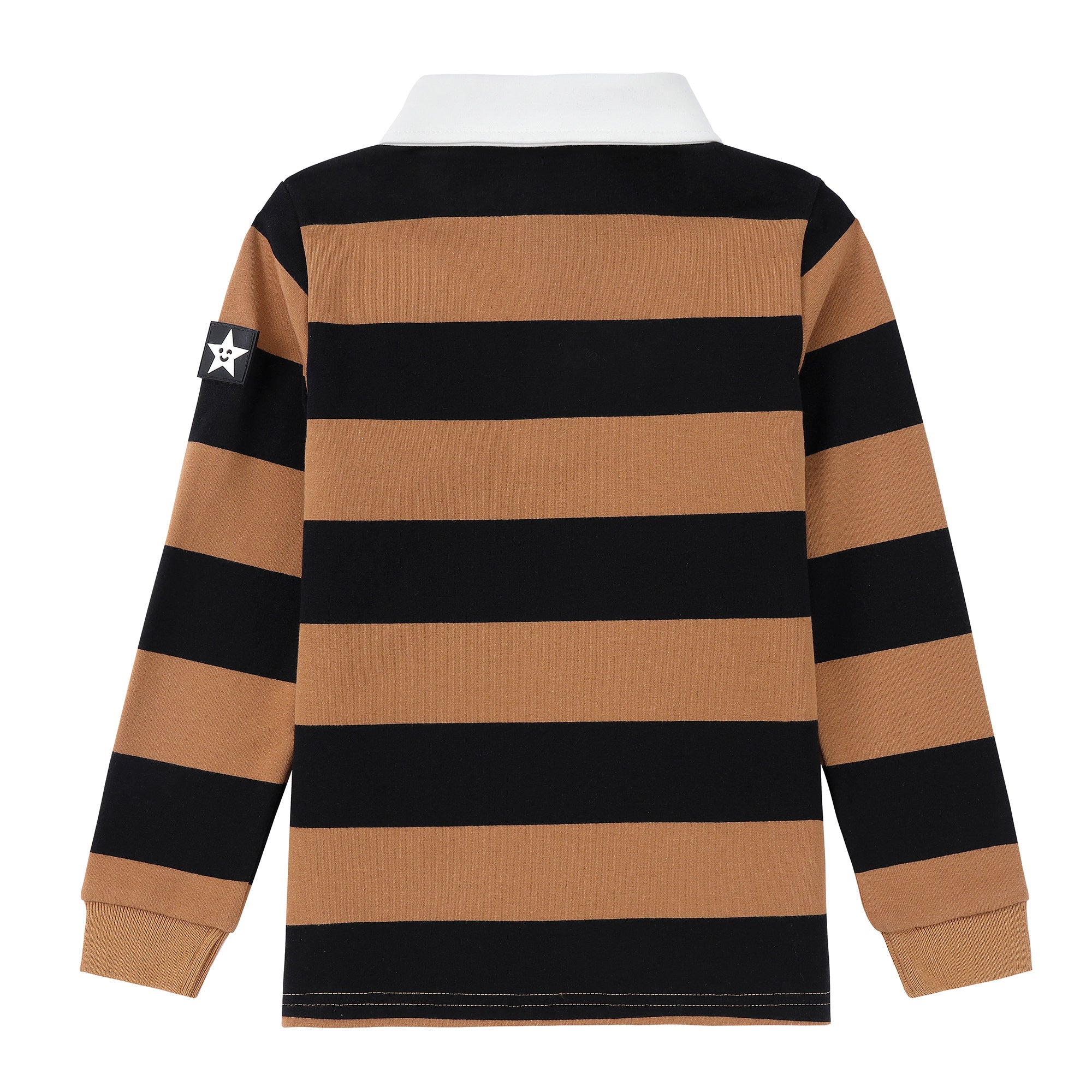 Boys Cognac & Black Stripe Polo