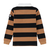 Boys Cognac & Black Stripe Polo