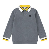 Boys Grey Heather Polo with Yellow & White Trim