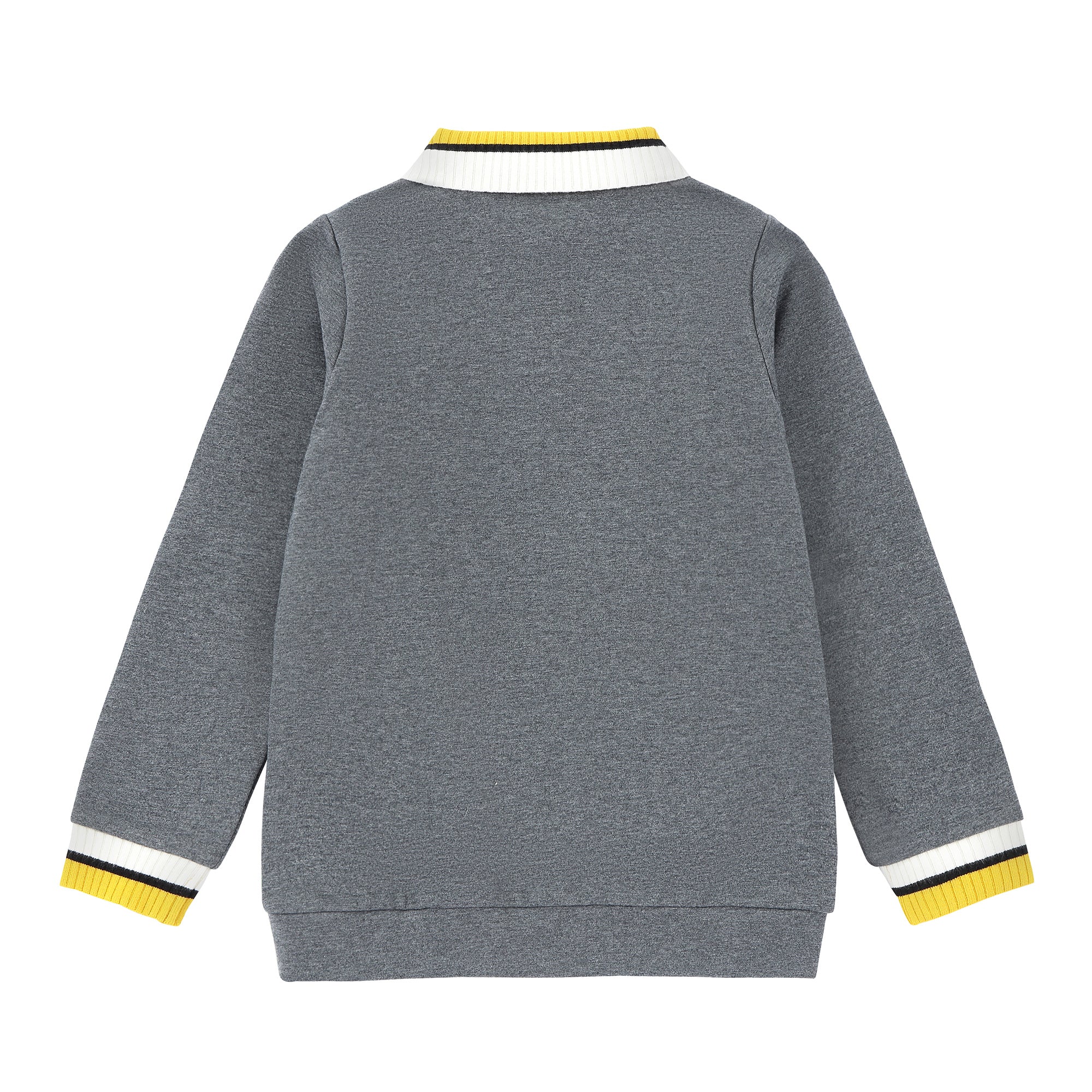 Boys Grey Heather Polo with Yellow & White Trim